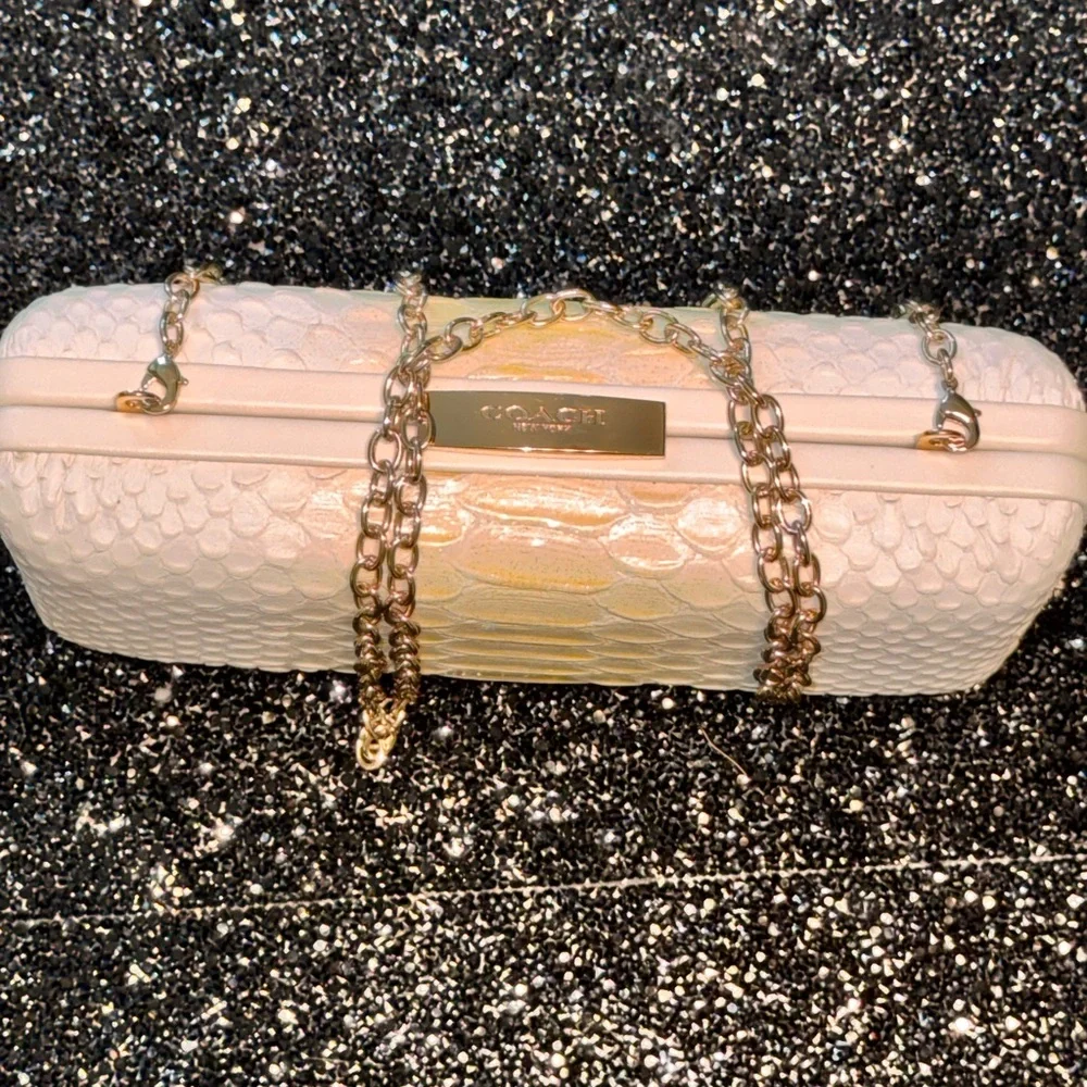 Coach Cream and Gold Textured Clutch